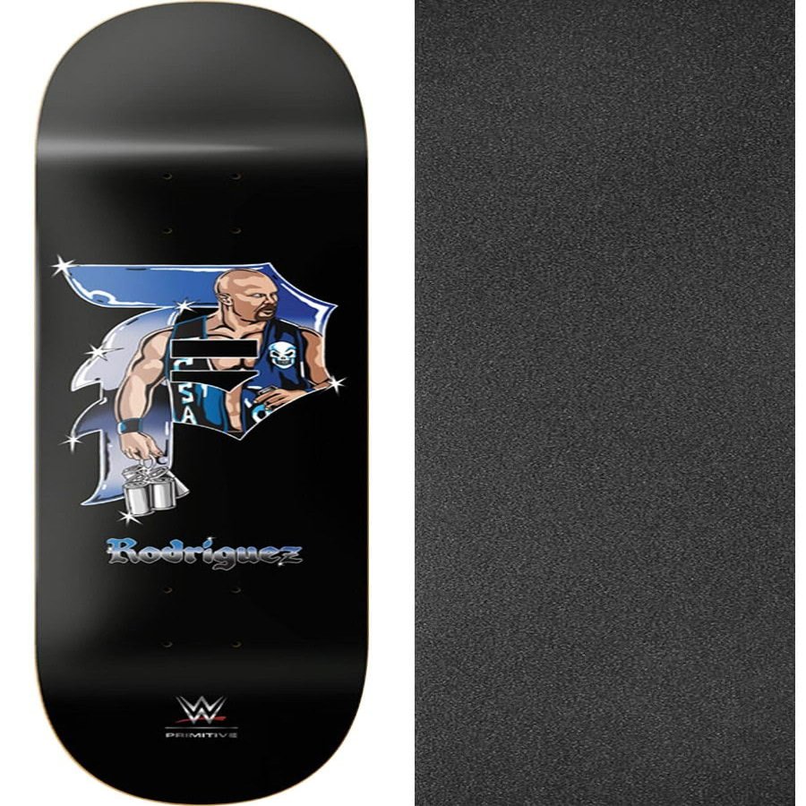 Warehouse Skateboards Primitive Skateboarding Paul Rodriguez Cold One Black Skateboard Deck - 8.62"" x 32.625"" with Jessup Grip Tape Black Griptape - Bundle of 2 Items