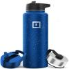 IRON FLASK Camping & Hiking Hydration Flask with Straw, Wide Mouth Insulated Stainless Steel Sports Water Bottle - 40 oz Cobalt Speckle view 1