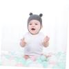 FAVOMOTO 4pcs Newborn Cotton Hats for Spring Autumn Adorable Ear Design Caps Lightweight Warm Boy Girl Headwear Khaki Gray view 3