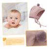 FAVOMOTO 4pcs Newborn Cotton Hats for Spring Autumn Adorable Ear Design Caps Lightweight Warm Boy Girl Headwear Khaki Gray view 4