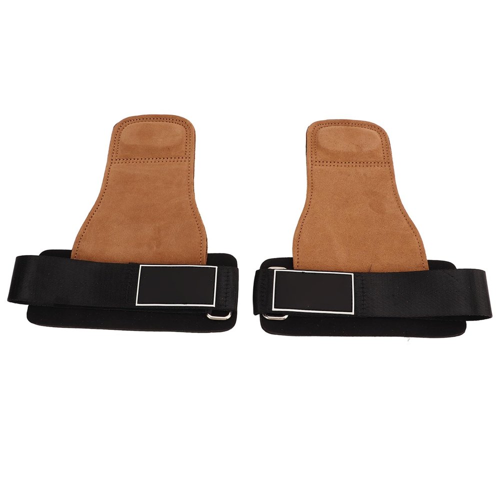 BROLEO Weightlifting Wrist Straps, Brown Three Layers Thickened Weight Lifting Grips Cowhide and SBR 2PCS for Strength Training, BROLEOkg3m027619