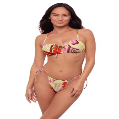 Sports Illustrated Women's Ruffle Cutout Bralette, Tropical Island, X Large