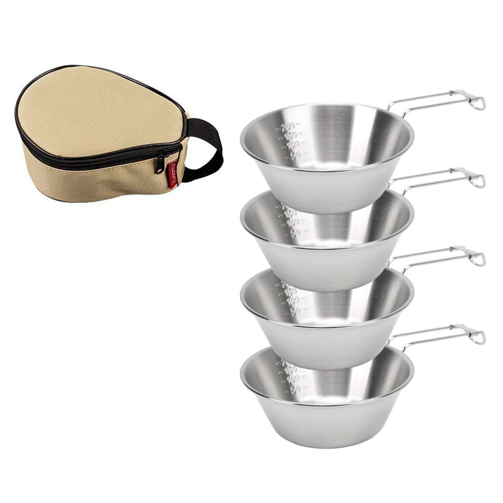 Gavigain Stainless Steel Bowls, 4PCS Camping Bowls with Four Size,Foldable & Portable Bowl Set with Handle,for Camping, Hiking, Backpacking, Picnicking