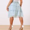 Allegra K Women's Floral Skirts Spring Smocked Elastic Waist A-Line Below Knee Length Ruffle Tiered Skirt Medium Light Blue view 4