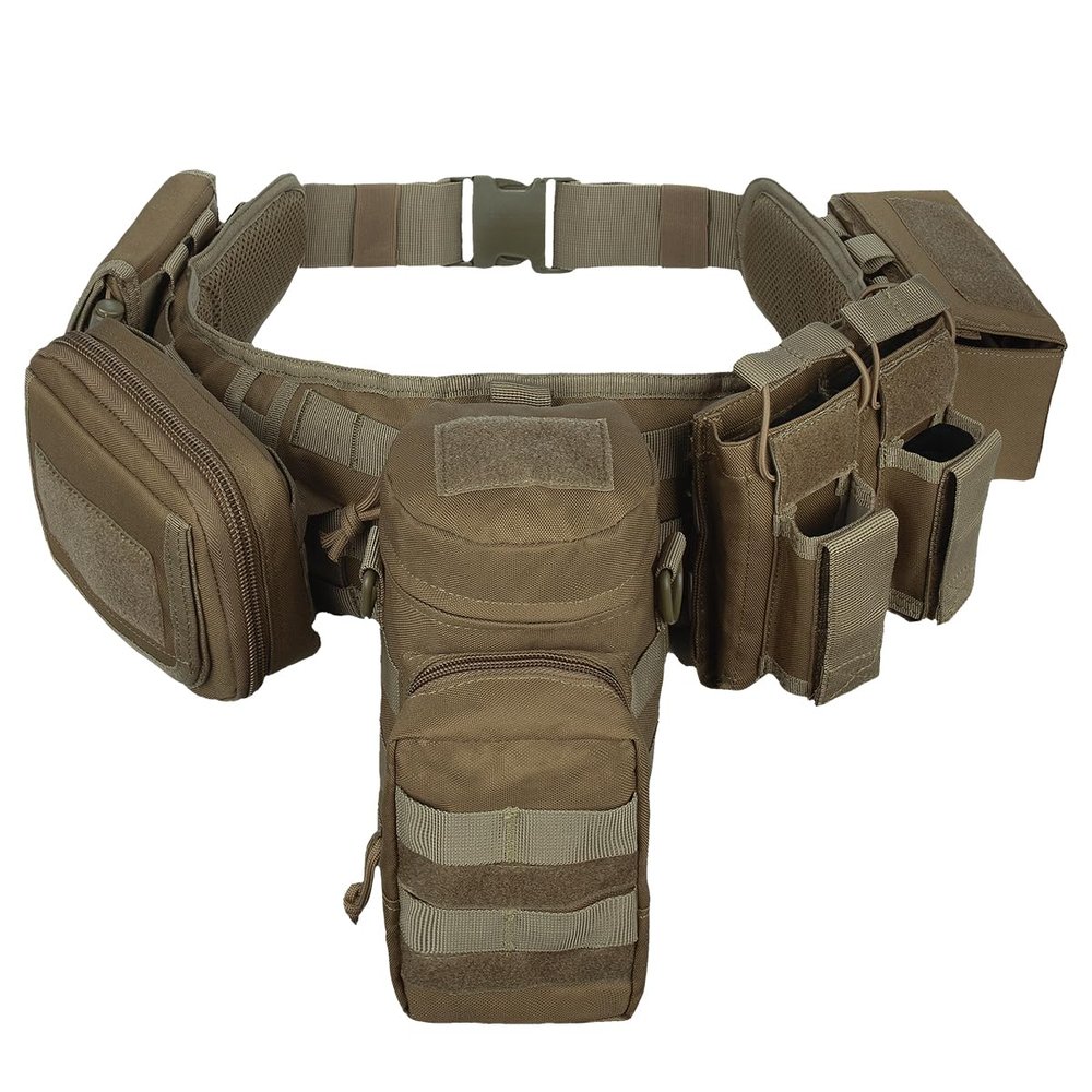 BOMTURN Tactical Battle Belt Military Molle War Duty Belt Law Enforcement for Police Army 7 in 1 Set
