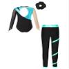 Xnihocha Kids Girls Metallic Long Sleeve Gymnastics Leotards with Athletic Leggings Headband Sets Unitard Dance Outfits Blue Green&Black 8 Years view 2