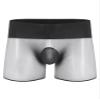 Miutii Sissy Mens Ultra-Thin Breathable Stretchy Briefs Elephant Nose Open Closed Sheath Boxer Shorts Dark Gray&Bulge Pouch One Size