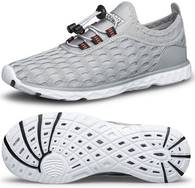DOUSSPRT Men's Water Shoes Quick Drying Sports Aqua Shoes LightGrey Size 7