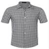 Lars Amadeus Black Checked Shirts for Men's Short Sleeves Button Formal Plaid Tartan Dress Shirt Medium view 1