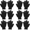 SILEDGN 6 Pairs Kids Gloves Knit Gloves for Boys Girls Winter Gloves for Clod Weather Stretchy Warm Magic Glove for Chirdren, Black view 1