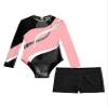 Fldy Kids Girls Gymnastics Leotard Long Sleeve One-Piece Biketard with Short Set Ballet Unitard Dance Outfit Pink 6 Years view 4