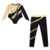 Xnihocha Kids Girls Long Sleeve Gymnastics Leotards with Leggings Sets Figure Ice Skating Outfits Gold 6 Years view 3
