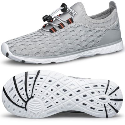 DOUSSPRT Women's Water Shoes Quick Drying Sports Aqua Shoes Light Grey/White Size 8.5