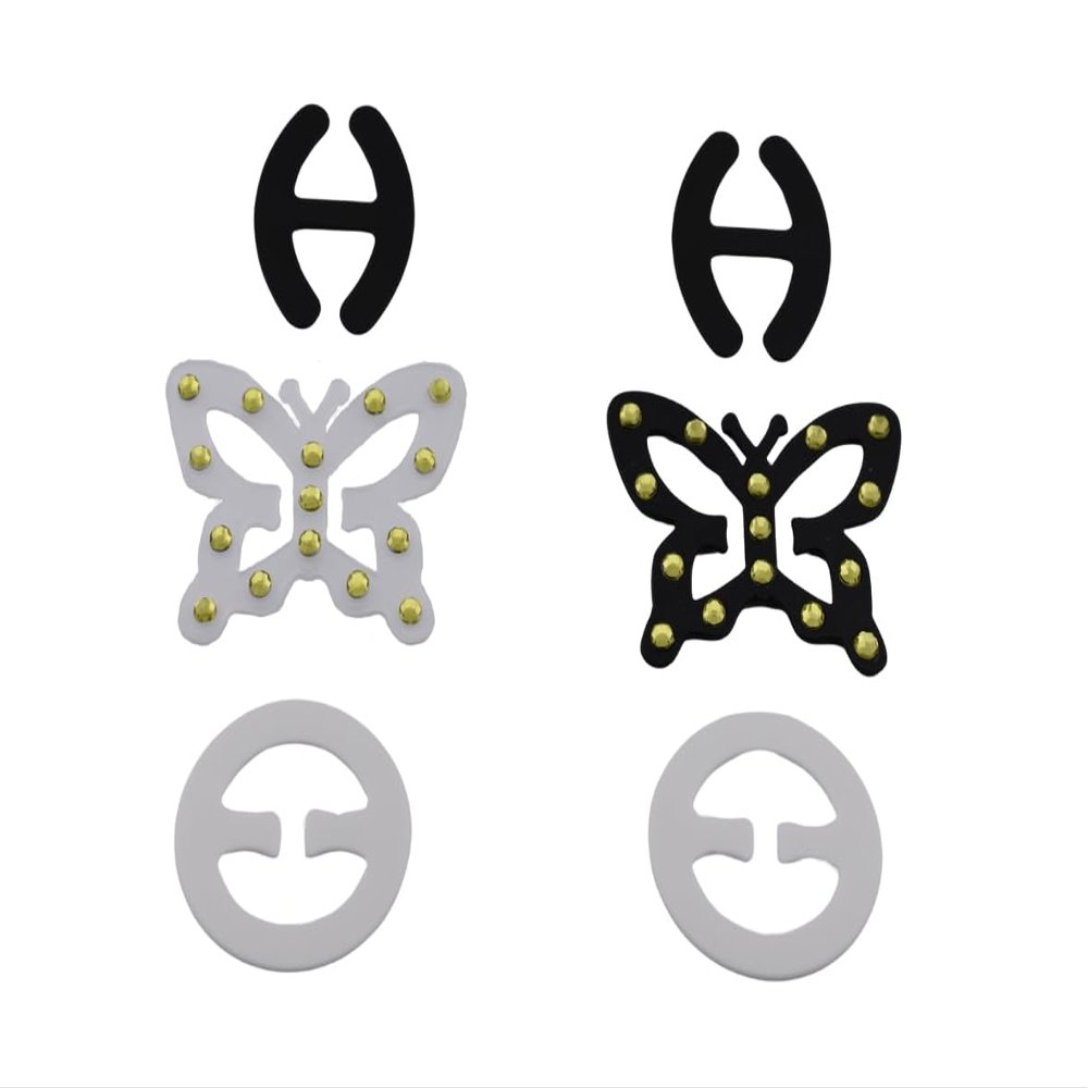 DIVA'S Bra Straps Straps Clips Holders Butterfly Shape With Stone Details - 3 Shapes-2 Clips/Shapes