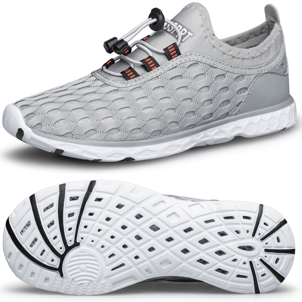 DOUSSPRT Men's Water Shoes Quick Drying Sports Aqua Shoes LightGrey Size 8