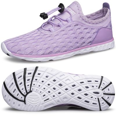 DOUSSPRT Women's Water Shoes Quick Drying Sports Aqua Shoes Purple/White Size 6