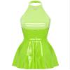 iiniim Womens Wetlook Patent Leather Halter Open Back Dress Latex Shiny Club Dress Clubwear Green Small view 4