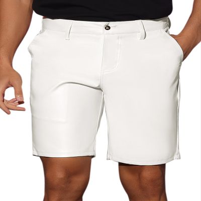 Lars Amadeus Faux Leather Shorts for Men's Hip Hop Motorcycle Biker Party Disco Shorts 34 White
