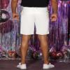 Lars Amadeus Faux Leather Shorts for Men's Hip Hop Motorcycle Biker Party Disco Shorts 34 White view 2