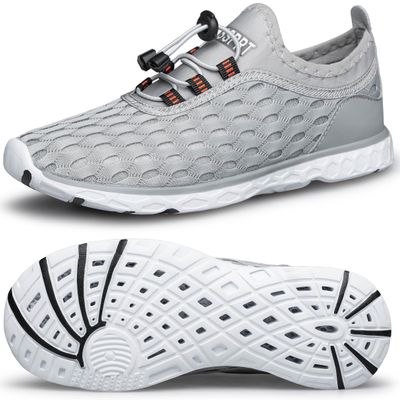 DOUSSPRT Men's Water Shoes Quick Drying Sports Aqua Shoes LightGrey Size 9