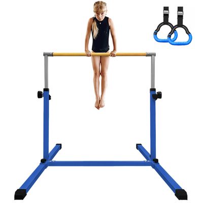 XDEMODA The Latest Model Gymnastics Bar for Kids Ages 3-15 for Home, Anti-Slip, Easy to Assemble, 35 to 55 Adjustable Height Gymnastic Horizontal Bars Equipment (Gym bar, Blue)