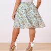 Allegra K Women's Floral Skirts Spring Smocked Elastic Waist A-Line Below Knee Length Ruffle Tiered Skirt Large Light Green view 4