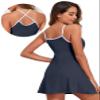 Aleumdr Women Bathing Suits Athletic One Piece Swimsuit Tummy Control Swim Dress Slimming Swim Skirt Swimwear with Pockets Navy Blue Small view 4