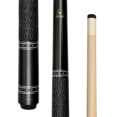 ASKA Short Kids Cue Stick LCS, Canadian Hard Rock Maple, 13mm Hard Tip, Choice of Length/Style (L9S 36" Black) 