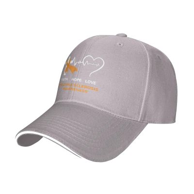 ARESU Multiple Sclerosis Awareness Baseball Cap Women Dad Hat Unisex Trucker Hat Adjustable Golf Hats Gray