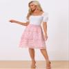 Allegra K Women's Floral Skirts Spring Smocked Elastic Waist A-Line Below Knee Length Ruffle Tiered Skirt Small Pinks view 3