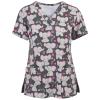 100% Cotton Scrubs for Women Active Short Sleeve Fancy Scrub Womens Fall Oversize Light Printed Polyester Slim V Neck Pocket Tops Gray view 1