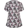 100% Cotton Scrubs for Women Active Short Sleeve Fancy Scrub Womens Fall Oversize Light Printed Polyester Slim V Neck Pocket Tops Gray view 2