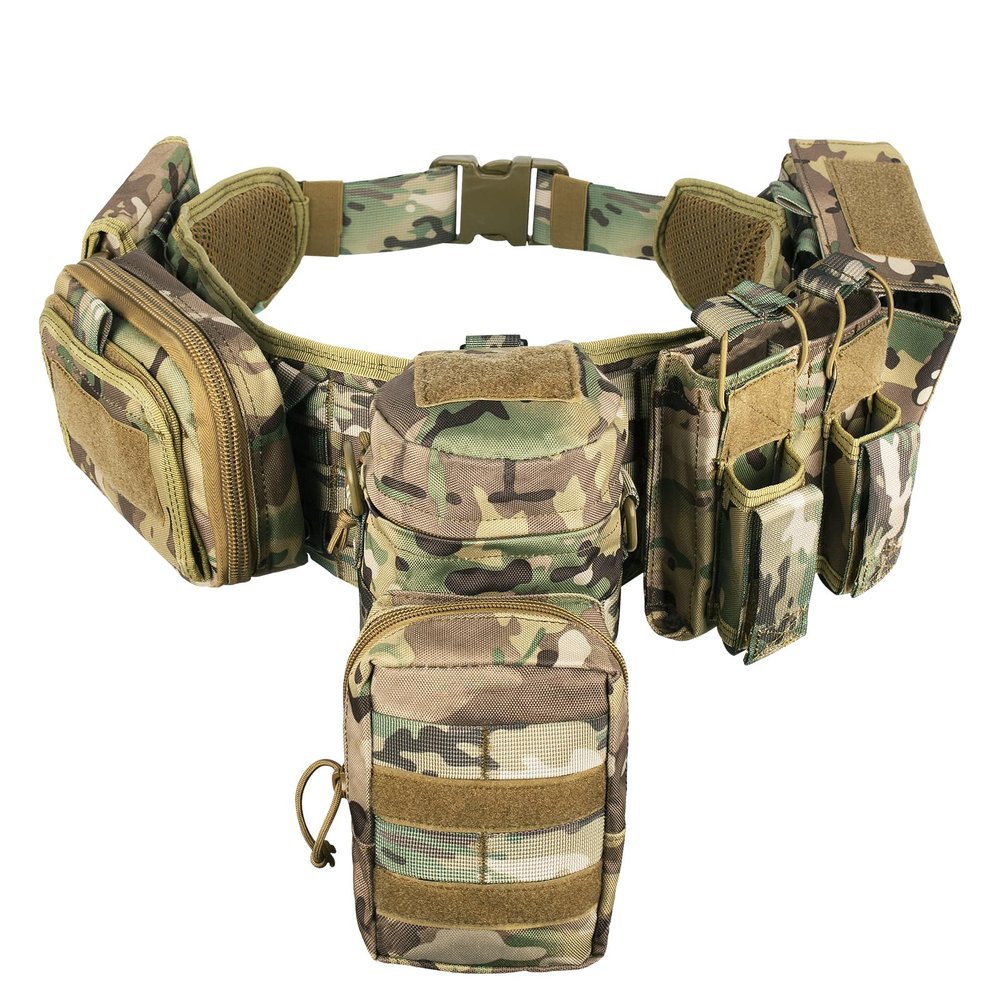 BOMTURN Tactical Battle Belt Military Molle War Duty Belt Law Enforcement for Police Army 7 in 1 Set