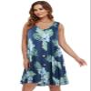 BELAROI Plus Size Summer Dresses Sundress for Curvy Women Beach Swimsuit Coverup Casual Hawaiian V Neck Button Sleeveless Tshirt Tank Dress with Pockets (4X,14-Steel Blue) view 2