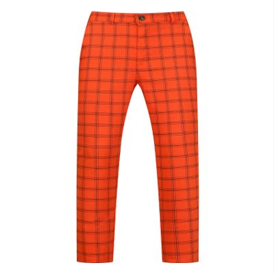 Lars Amadeus Orange Plaid Pants for Men's Slim Fit Flat Front Skinny Plaid Dress Pants 32 Orange