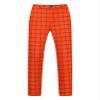 Lars Amadeus Orange Plaid Pants for Men's Slim Fit Flat Front Skinny Plaid Dress Pants 32 Orange view 1