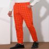 Lars Amadeus Orange Plaid Pants for Men's Slim Fit Flat Front Skinny Plaid Dress Pants 32 Orange view 2