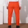 Lars Amadeus Orange Plaid Pants for Men's Slim Fit Flat Front Skinny Plaid Dress Pants 32 Orange view 3
