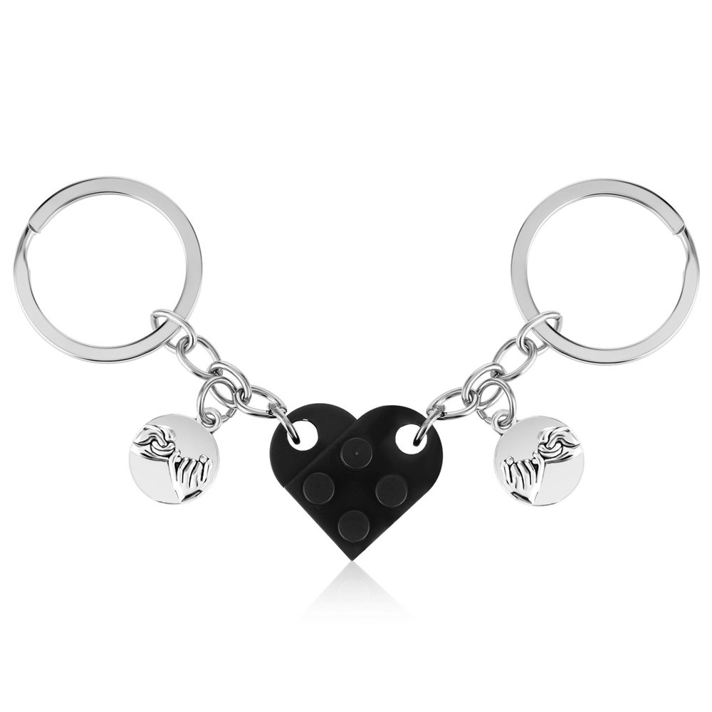 2Pcs Matching Couple Keychain Gifts for Boyfriend Girlfriend, Brick Heart Matching Keychain, Best Friend Birthday Gifts for Women Friendship Christmas Valentines Day Gift for Him Her Husband Fiance