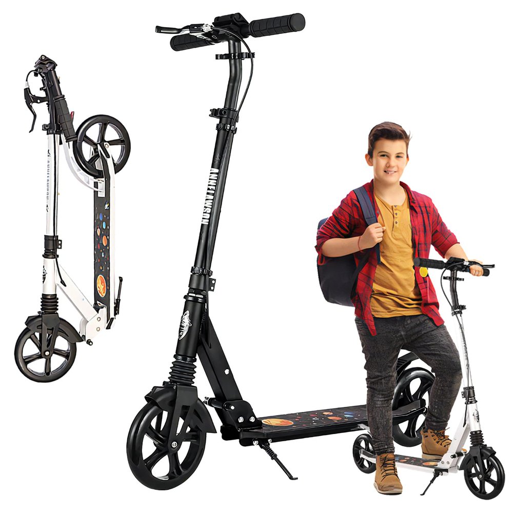 Scooter for Adults and Teens- Adjustable Height, Kids Scooter, Folding Scooter, Teens & Adults, Lightweight, Aluminum, Indoor and Outdoor Scooters for Children 6-12 Years Old,Black
