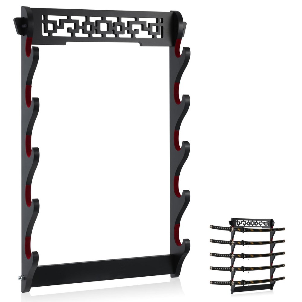Barydat Katana Sword Holder Stand Wall Mount Katana Samurai Sword Display Rack Hanger Gifts for Japanese Wakizashi Hobby Collection for Men(5 Tier)