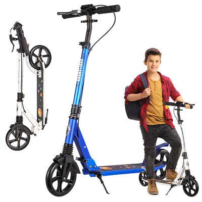 Scooter for Adults and Teens- Adjustable Height, Kids Scooter, Folding Scooter, Teens & Adults, Lightweight, Aluminum, Indoor and Outdoor Scooters for Children 6-12 Years Old,Blue