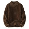 ZMIN Men's Sweater Winter Cashmere V-Neck Sweaters Mens Knitted Pullover Men Soft Warm Solid Color Chothing Coffee L view 1