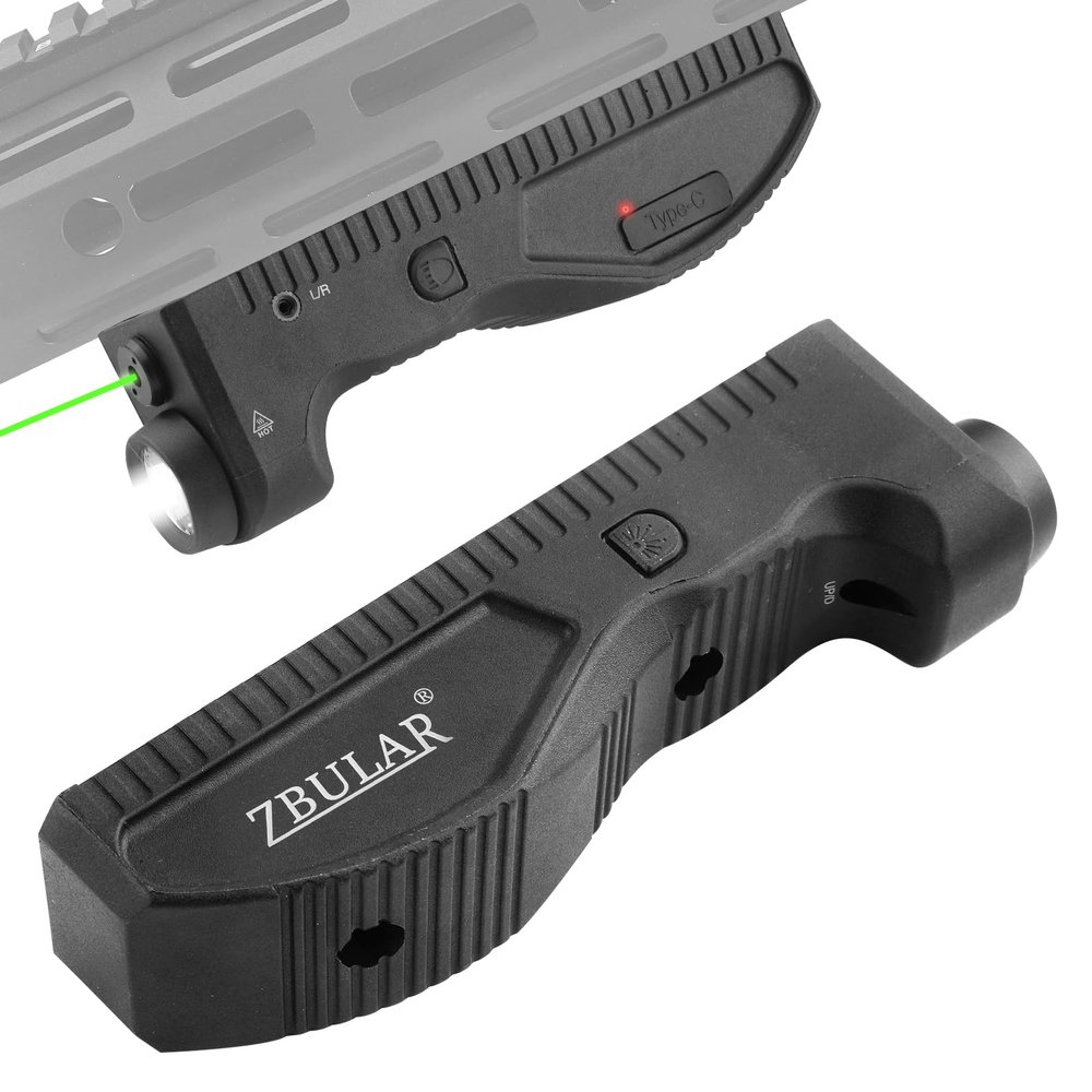 ZBULAR 1650 Lumens Strobe Function,Light Laser Combo Compatible with M-Lok Rail Surface, Tactical Flashlight and Laser Sight,High Real Lumen,USB-C Rechargeable IIIA Class Laser Power Output 5mW