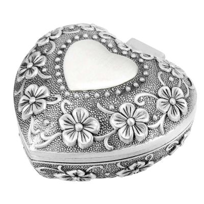 Roedax Jewelry Box Heart Shape Jewelry Box Vintage Antique Jewelry Case Silver Jewelry Storage Box Classic Woemn Jewelry Organizer Box exquisite