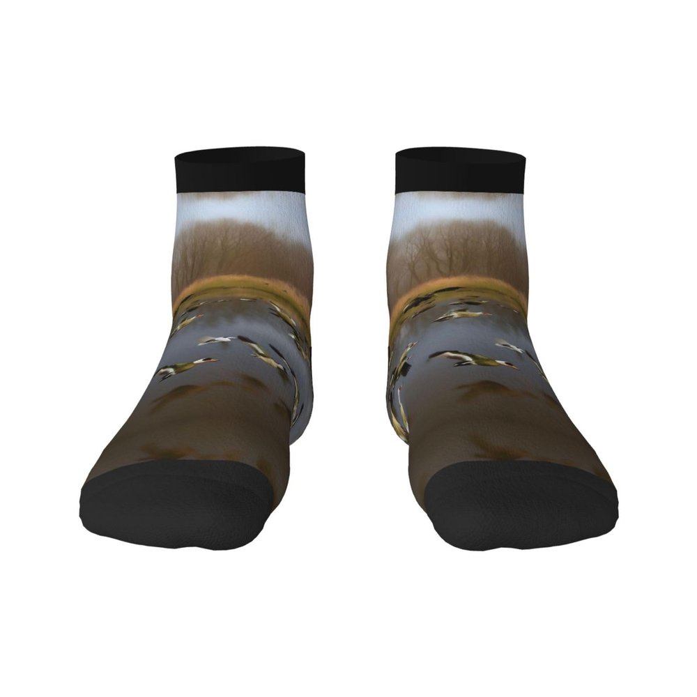 ZISHAK Hunting Flying Wild Ducks Adult Sports Socks,No-Heel Casual Socks,Sailor Socks For Comfort And Style