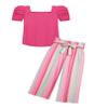 Arshiner Girls 2 Pieces Outfits Kids Square Neck Puff Sleeve Tops and Pants Set with Pockets 6-14 Years view 1