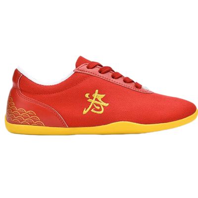 Crysterris Men's Martial Arts Walking Shoes, Tai chi Kung Fu Shoes for Men Women, Comfortable Unisex Chinese Traditional Wing Chun Wushu Training Sneaker Shoes(Size:35EU,Color:RED)