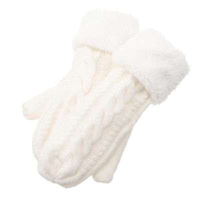 BKEKM Mittens Gloves 1 Pair Gloves White Women's Keep Warm Knitted Cotton Outdoor Warm Gloves Winter Gloves Elegant Cycling Gloves