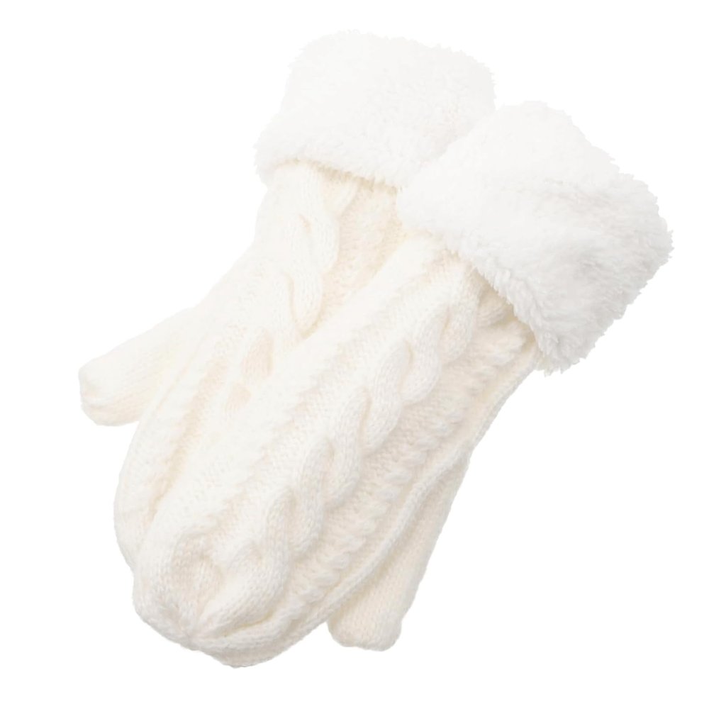 BKEKM Mittens Gloves 1 Pair Gloves White Women's Keep Warm Knitted Cotton Outdoor Warm Gloves Winter Gloves Elegant Cycling Gloves